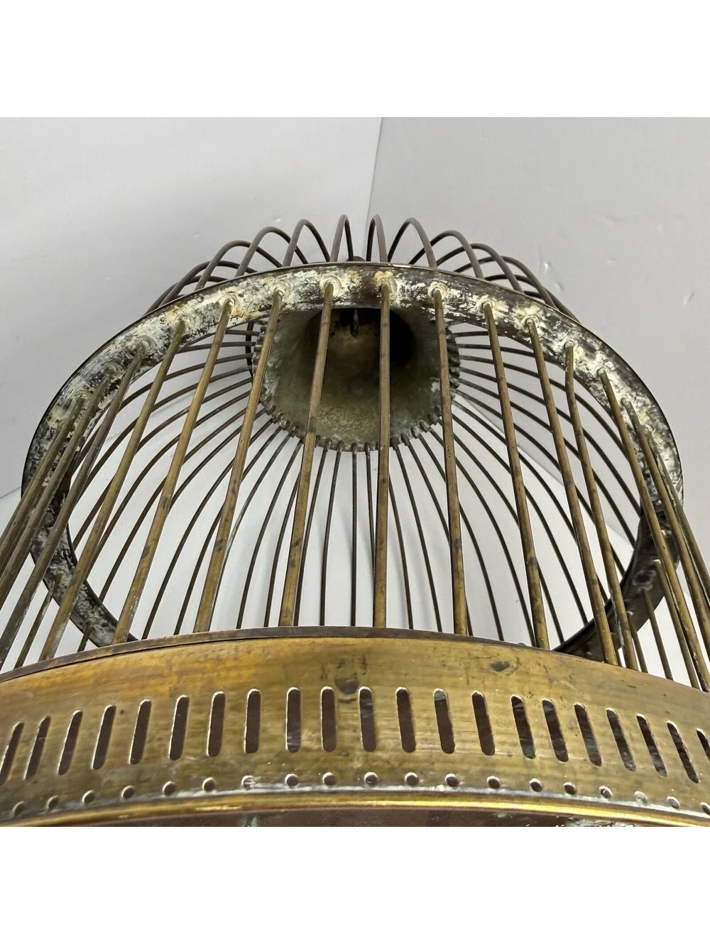 Vintage Solid Brass Birdcage Hanging Round Animal Metal Victorian Style Aviary